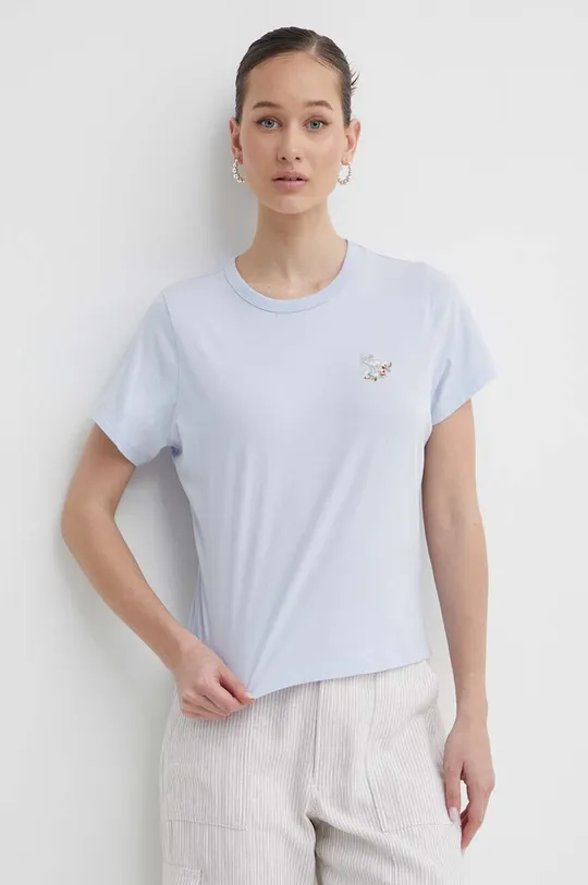 modra Bombažna kratka majica Abercrombie & Fitch Ženski