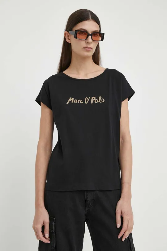 črna Bombažna kratka majica Marc O'Polo Ženski