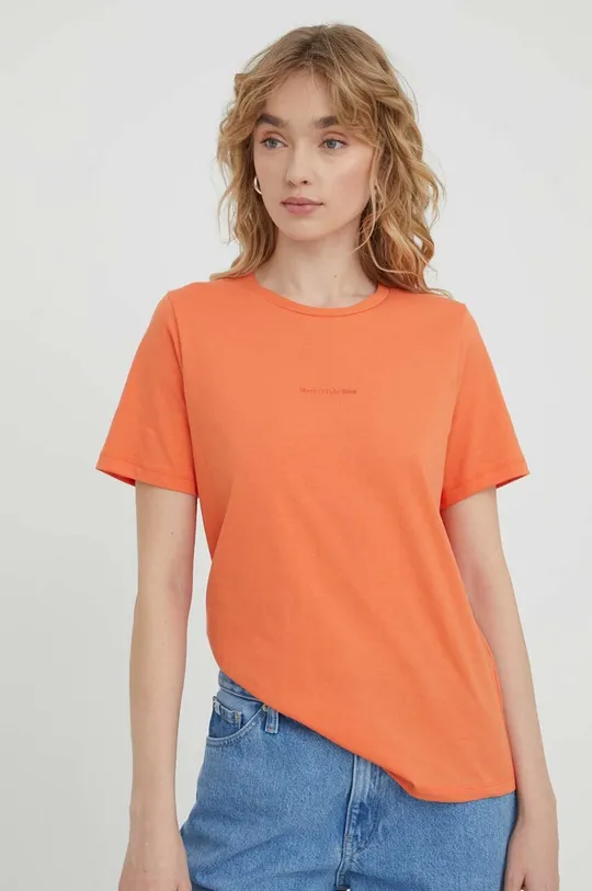 Bombažna kratka majica Marc O'Polo oranžna