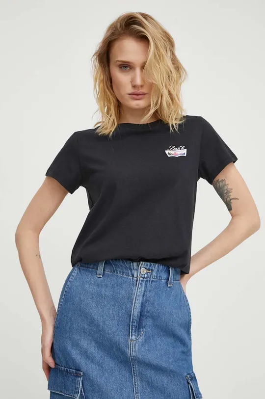 μαύρο Βαμβακερό μπλουζάκι Levi's Γυναικεία