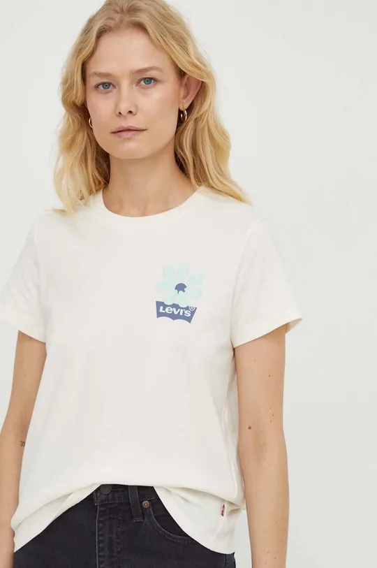 beżowy Levi's t-shirt bawełniany