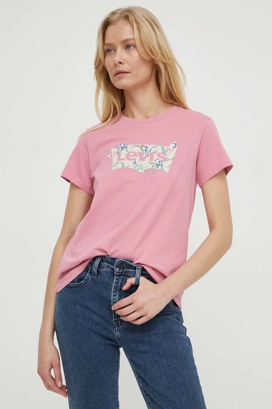 różowy Levi's t-shirt bawełniany