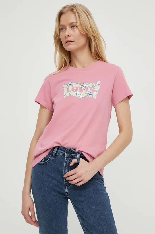 ροζ Βαμβακερό μπλουζάκι Levi's
