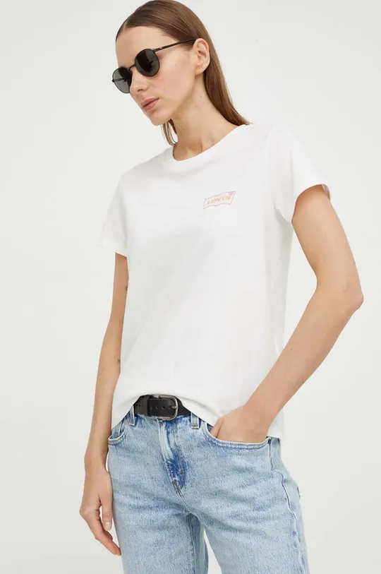 biały Levi's t-shirt bawełniany Damski