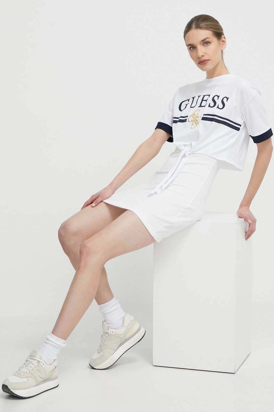 Guess t-shirt bawełniany MYLAH biały