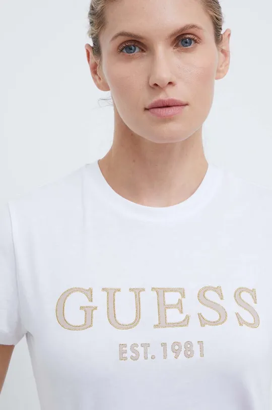 biały Guess t-shirt bawełniany NYRA