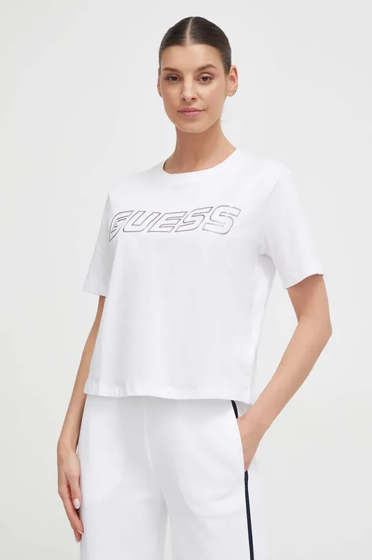 bela Bombažna kratka majica Guess Ženski