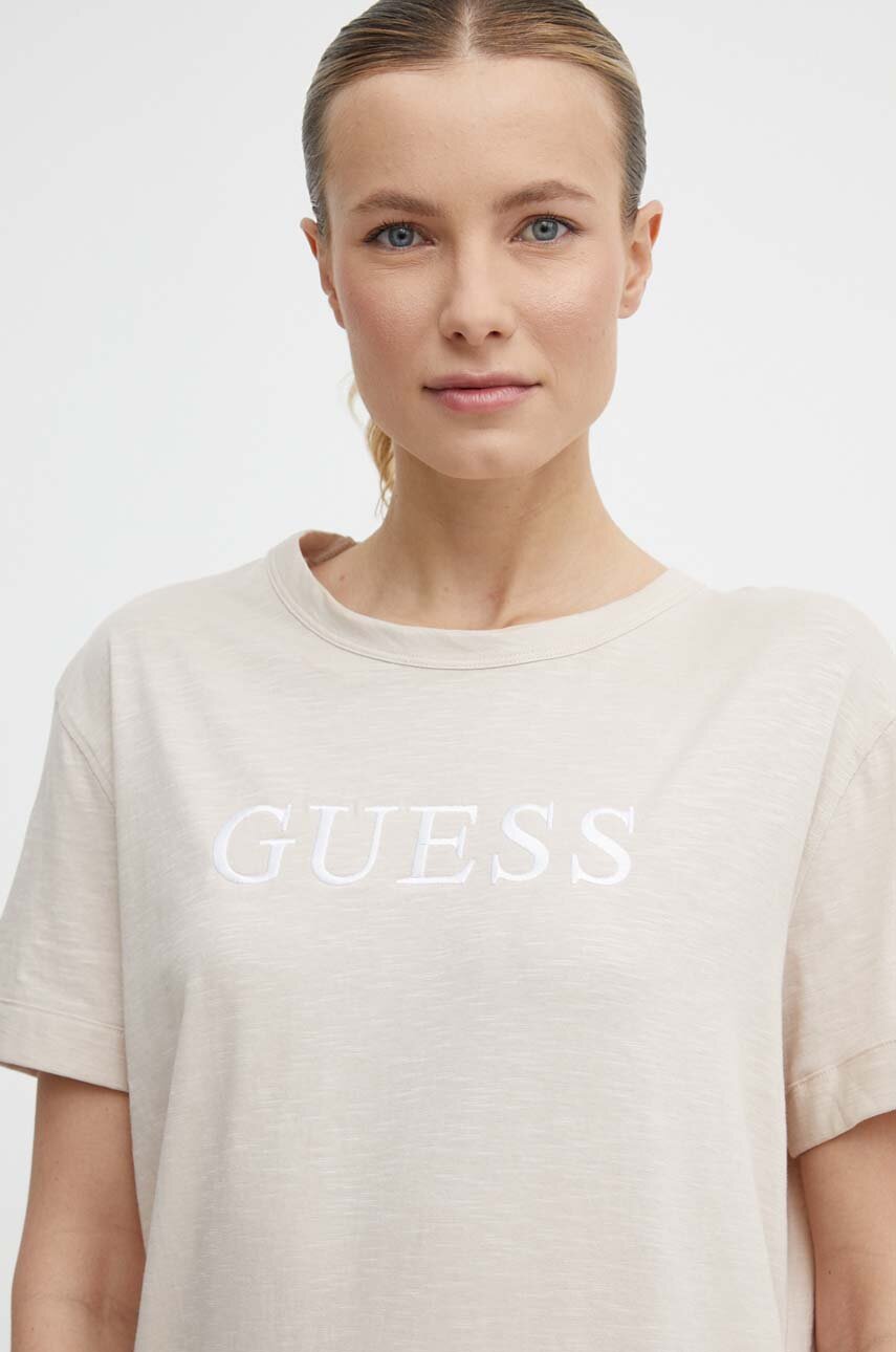 бежевый Хлопковая футболка Guess AYLA