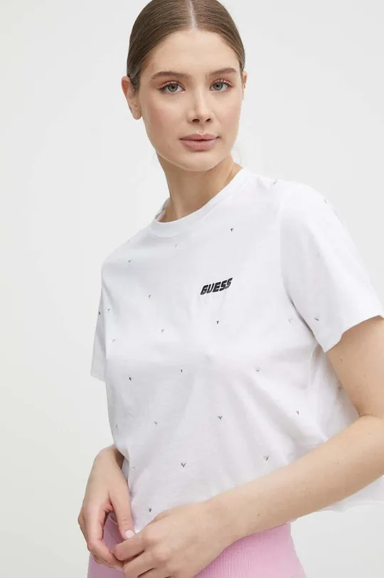 λευκό Βαμβακερό μπλουζάκι Guess SKYLAR Γυναικεία