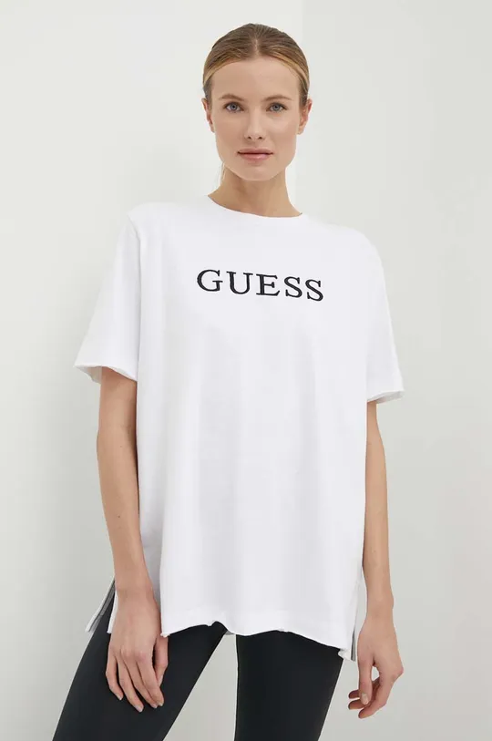 biały Guess t-shirt bawełniany ATHENA Damski