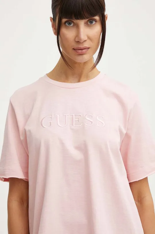 ροζ Βαμβακερό μπλουζάκι Guess ATHENA