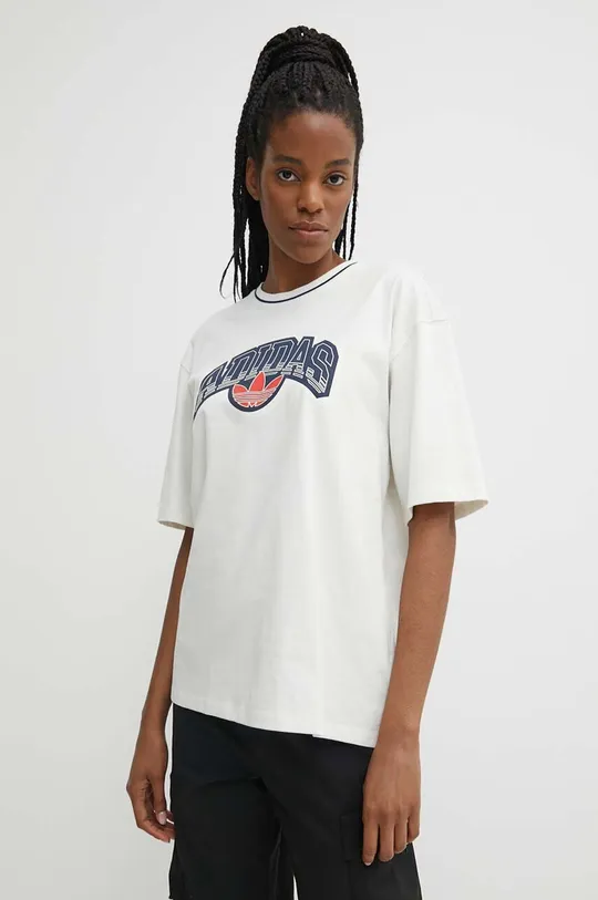 beżowy adidas Originals t-shirt bawełniany Damski