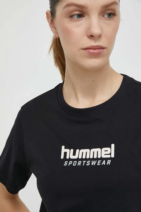 czarny Hummel t-shirt bawełniany