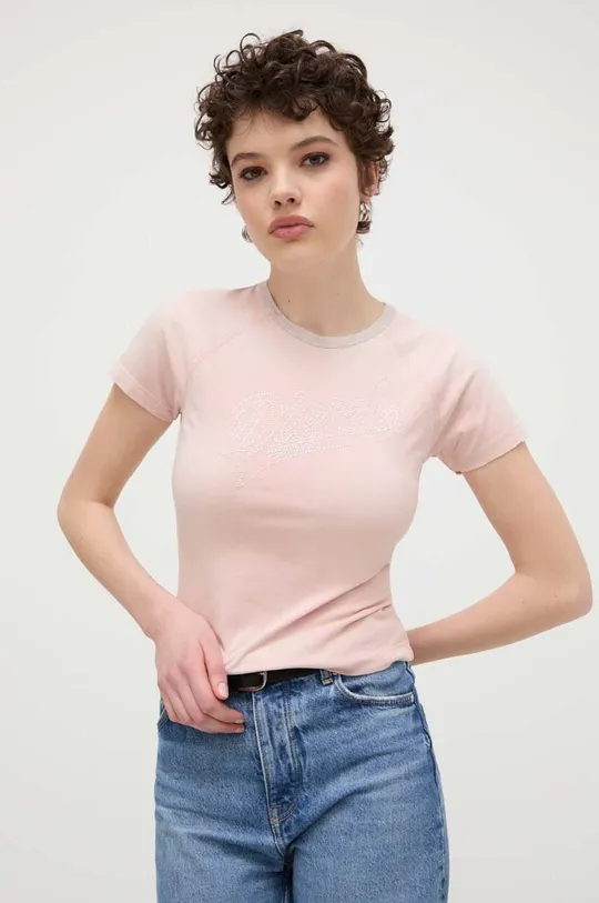 różowy Diesel t-shirt T-VINCIE Damski
