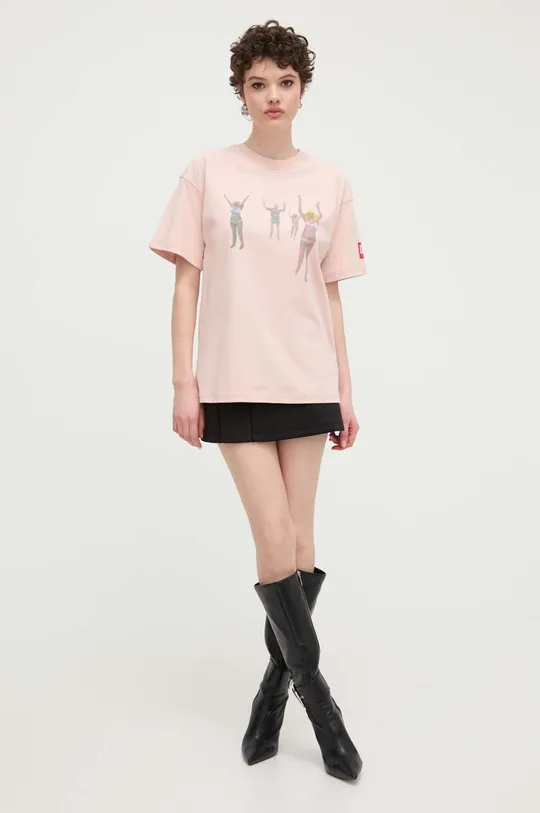 Diesel t-shirt bawełniany T-BUXT-N8 różowy