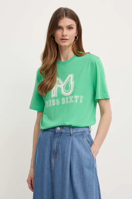 zöld Miss Sixty póló selyemkeverékből SJ3520 S/S T-SHIRT
