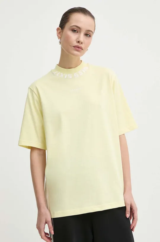 żółty Miss Sixty t-shirt z domieszką jedwabiu SJ5470 S/S Damski