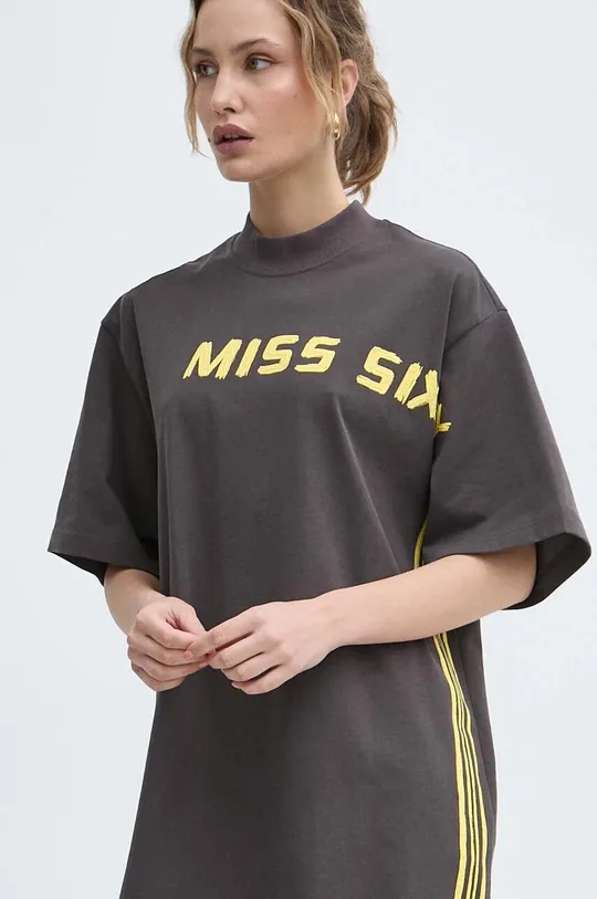 brązowy Miss Sixty t-shirt z domieszką jedwabiu SJ5500 S/S