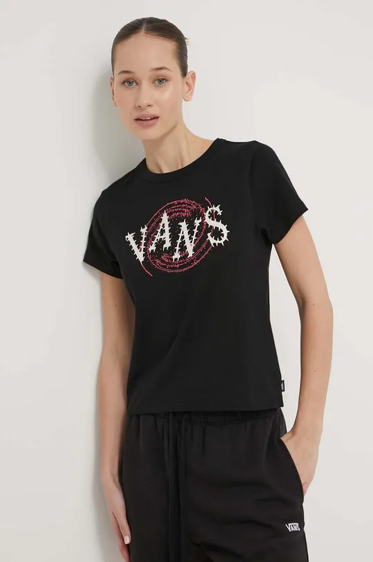 czarny Vans t-shirt bawełniany Damski