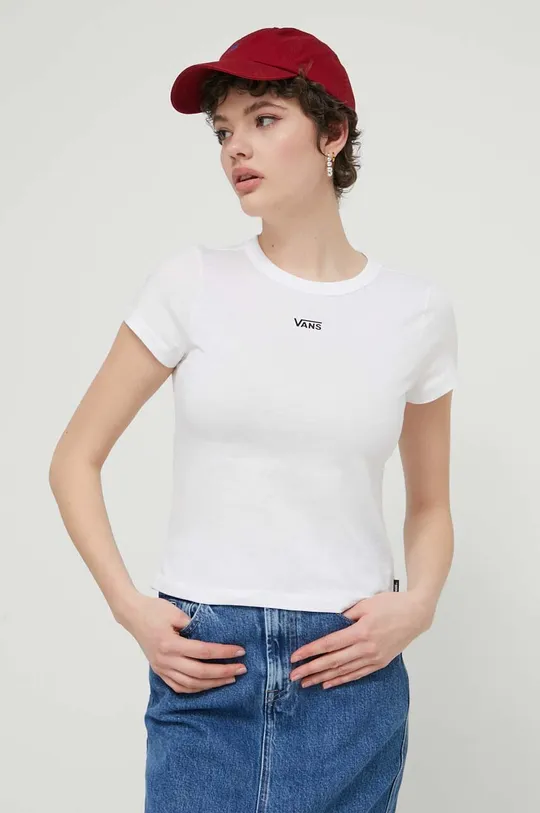 білий Бавовняна футболка Vans Жіночий