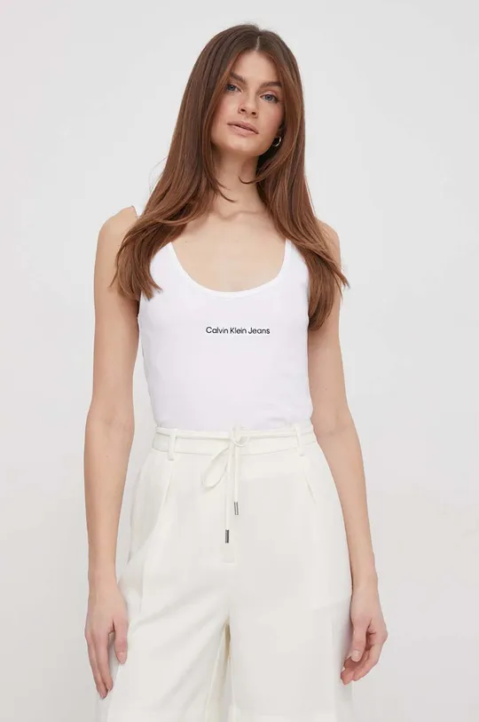 λευκό Βαμβακερό τοπ Calvin Klein Jeans Γυναικεία