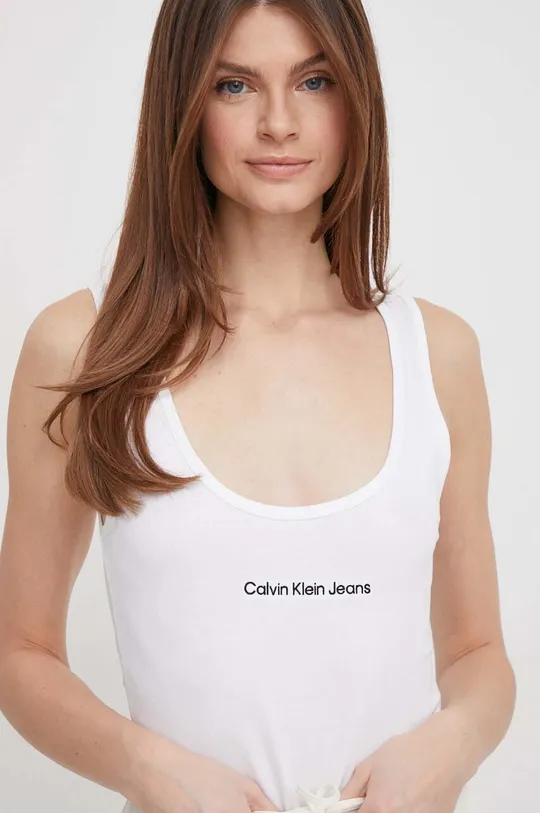 белый Хлопковый топ Calvin Klein Jeans