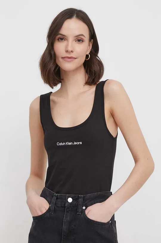 чёрный Хлопковый топ Calvin Klein Jeans