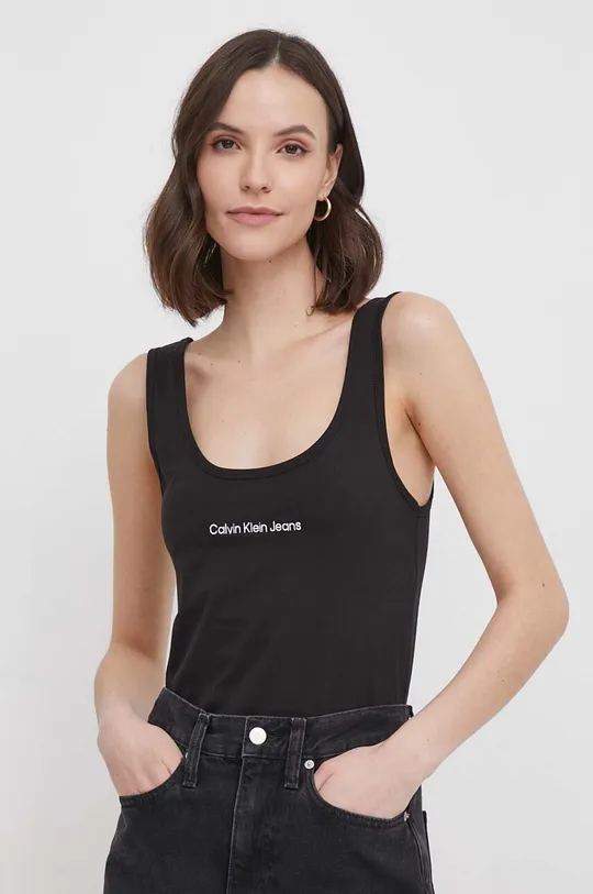 čierna Bavlnený top Calvin Klein Jeans