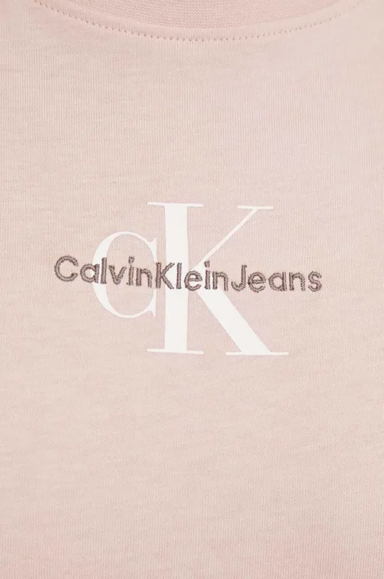 roza Pamučna majica Calvin Klein Jeans