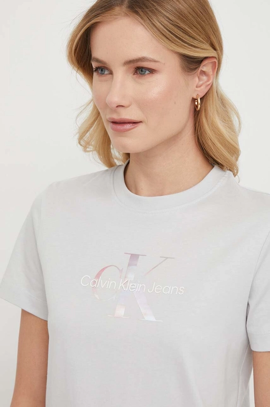 szary Calvin Klein Jeans t-shirt bawełniany Damski