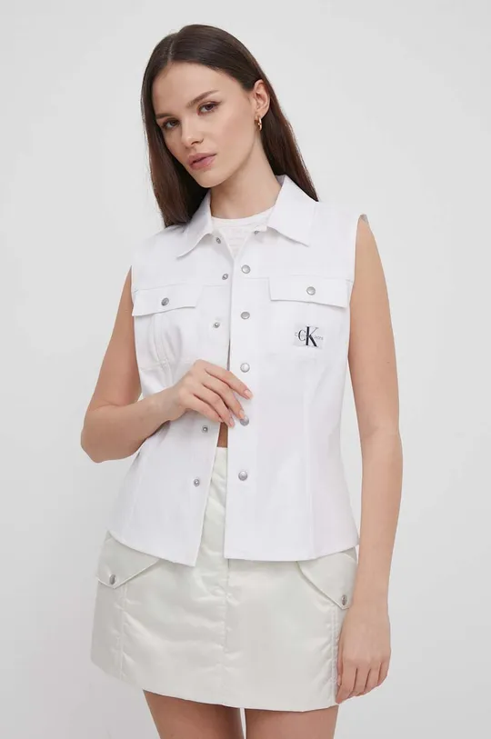 bijela Košulja Calvin Klein Jeans Ženski