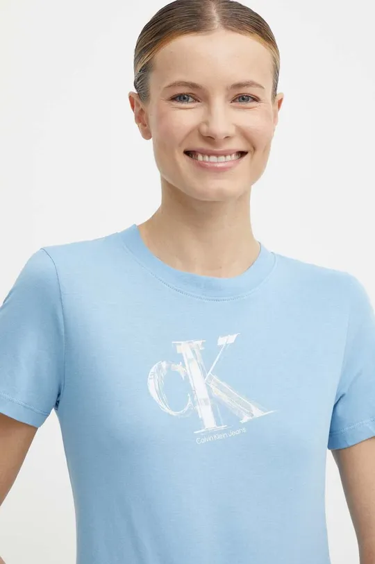 modrá Bavlnené tričko Calvin Klein Jeans Dámsky