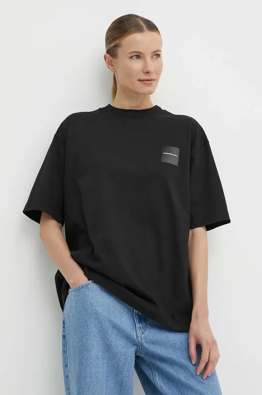 Βαμβακερό μπλουζάκι Calvin Klein Jeans μαύρο
