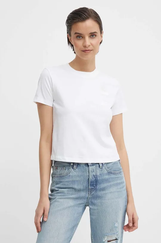 biały Calvin Klein Jeans t-shirt bawełniany Damski