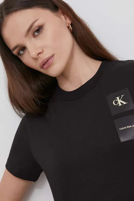 czarny Calvin Klein Jeans t-shirt bawełniany