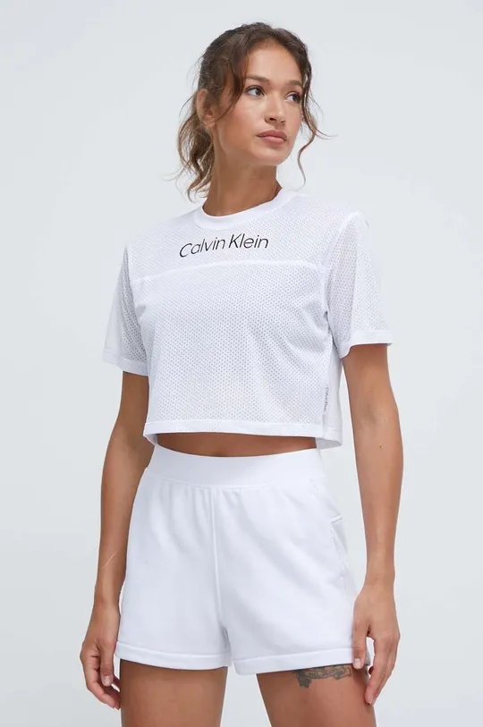 bijela Majica kratkih rukava za trening Calvin Klein Performance Ženski