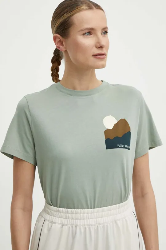 zöld Fjallraven pamut póló Nature T-shirt
