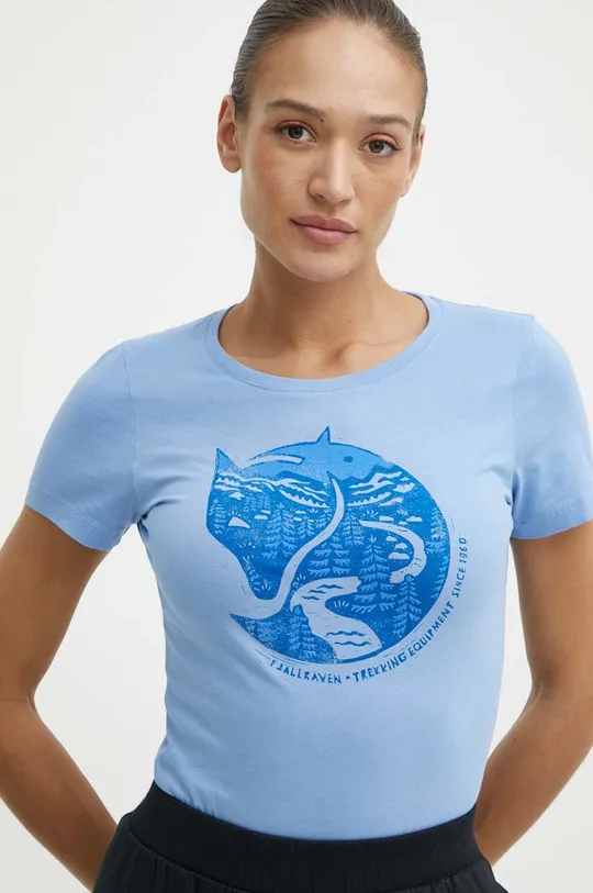 голубой Хлопковая футболка Fjallraven Arctic Fox T-shirt