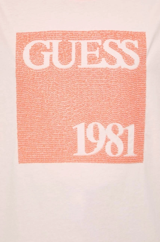 różowy Guess t-shirt bawełniany