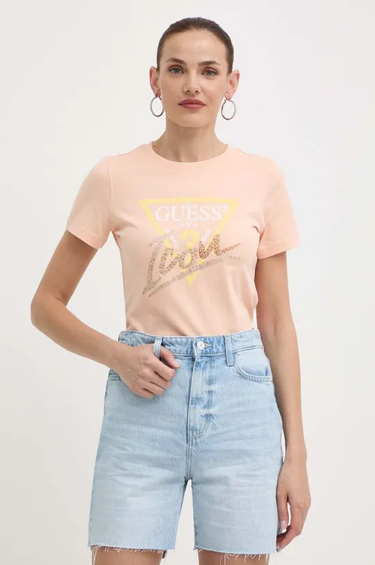 narančasta Pamučna majica Guess Ženski