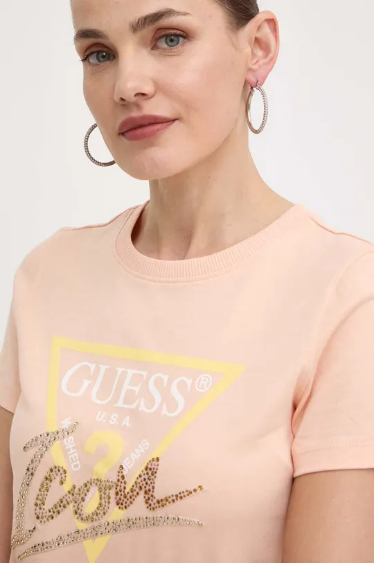 pomarańczowy Guess t-shirt bawełniany