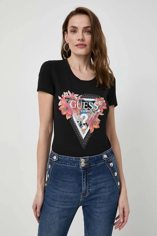 czarny Guess t-shirt Damski