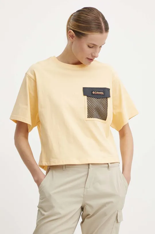rumena Bombažna kratka majica Columbia Painted Peak Ženski