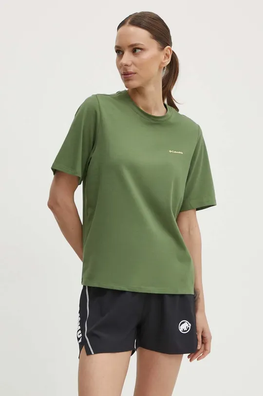 зелений Спортивна футболка Columbia Alpine Way II Graphic Жіночий