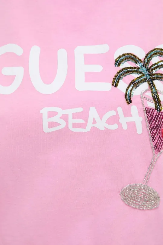 ružová Bavlnené plážové tričko Guess