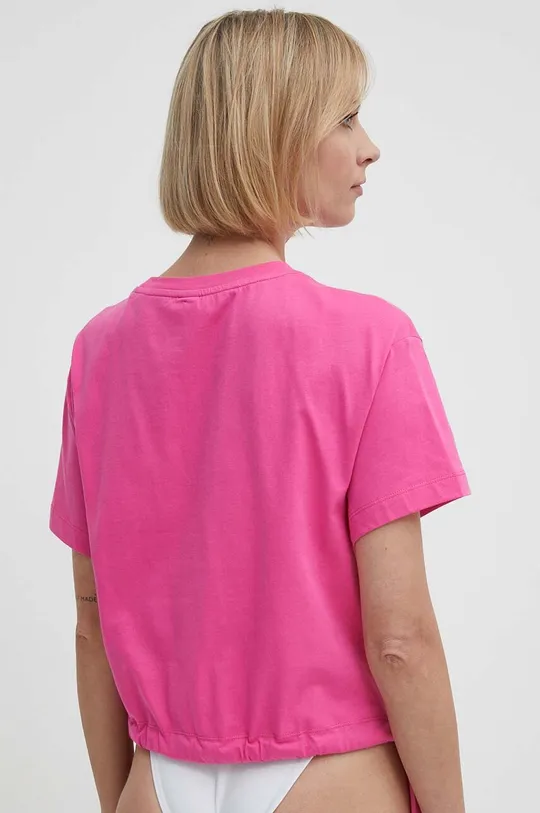 Βαμβακερό μπλουζάκι παραλίας Guess ροζ