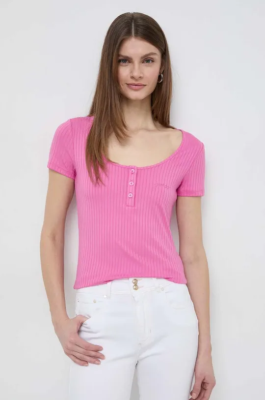 różowy Guess t-shirt SAMANTHA