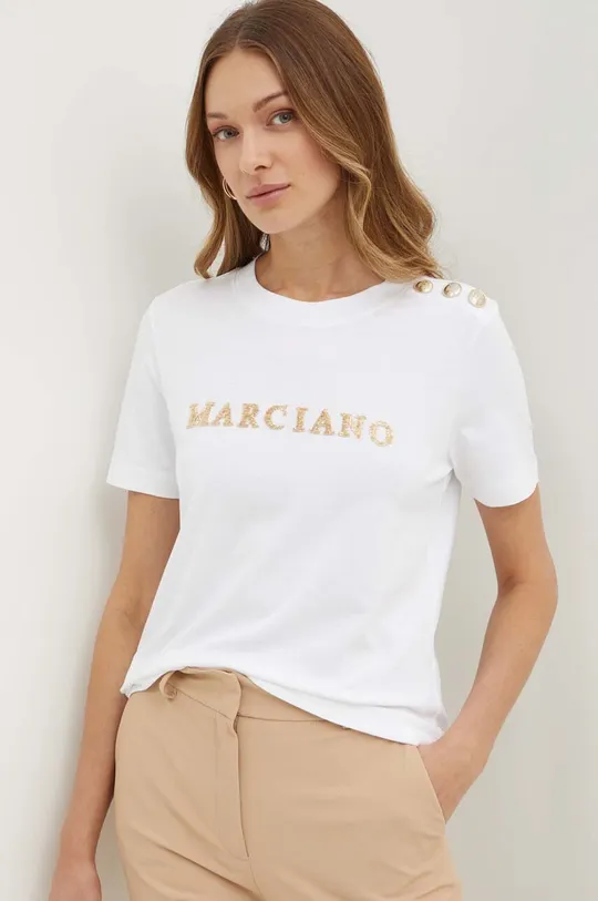 biela Bavlnené tričko Marciano Guess VIVIANA Dámsky