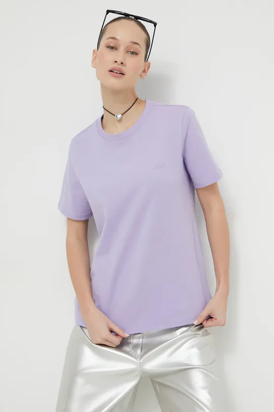 vijolična Bombažna kratka majica Superdry Ženski