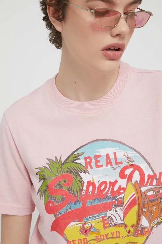 rózsaszín Superdry t-shirt